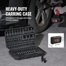 SucceBuy Drive Impact Socket Set Deep Shallow Socket Set CR-V Alloy Steel Auto Repair Easy-to-Read Size Markings Storage Case