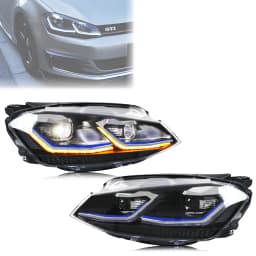 LED Headlights for Volkswagen VW Golf 7 MK7 VII 2013-2017 Sequential Turn Signal Front Lamps Assembly Not Fit GTI & Xenon Model