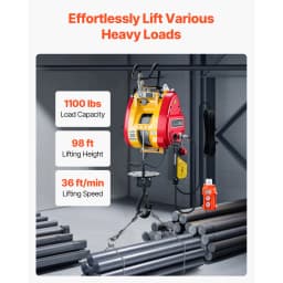 SucceBuy 2-in-1 Electric Hoist 1100 lbs 1800W Wired/Wireless Portable Power Winch 98 ft Lifting Height for Garage Factory Towing