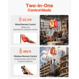 SucceBuy 2-in-1 Electric Hoist 1100 lbs 1800W Wired/Wireless Portable Power Winch 98 ft Lifting Height for Garage Factory Towing