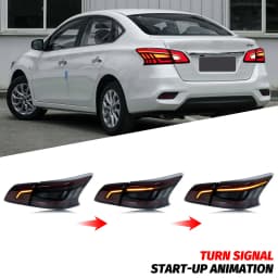 LED Tail Lights for Nissan Sentra 2013-2019 B17 Sylphy Nismo Start-up Animation Sequential Signal Black Rear Lamps Assembly