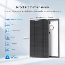 Renogy 200W ShadowFlux Anti-Shading N-Type Solar Panel, 12V 200 Watt Solar Panel 25% High-Efficiency, PV Module Power Charger