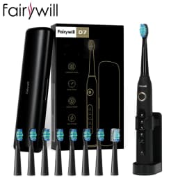 Fairywill Electric Sonic Toothbrush FW-D7 USB Charge Rechargeable Adult Waterproof Electronic Tooth Brushes Replacement Heads 8
