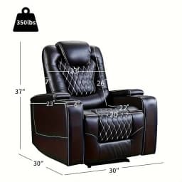 Electric Power Recliner Chair with USB Ports and Cup Holders, Breathable Leather Home Theater Seating with Hidden Arm Storage
