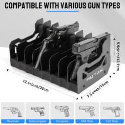 4/6/8 Slot Foam Pistol Rack for Gun Safe,Handgun Rack with Anti-slip Magnetic Strip,Firearm Revolver Storage Pistols Holder