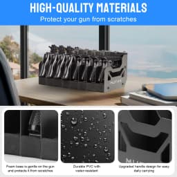 4/6/8 Slot Foam Pistol Rack for Gun Safe,Handgun Rack with Anti-slip Magnetic Strip,Firearm Revolver Storage Pistols Holder
