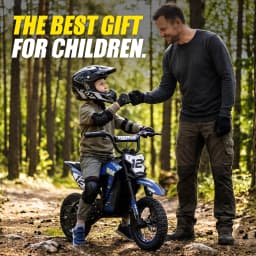 KOOZ HP122E Kids Electric Dirt Bike 36V 750W Peak Power Motorcycle For 4-8 Years UL2272 SGS Certified Max 15.5MPH 3 Speed Modes 14Miles Range Shock Absorber Rear Brake Kids Gift