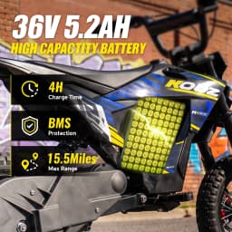 KOOZ HP122E Kids Electric Dirt Bike 36V 750W Peak Power Motorcycle For 4-8 Years UL2272 SGS Certified Max 15.5MPH 3 Speed Modes 14Miles Range Shock Absorber Rear Brake Kids Gift