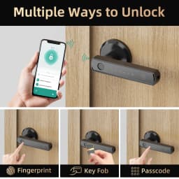 Viladepot Smart Lock Fingerprint, Passcode, Card, App Control, Type-C Emergency Power, Indoor Door Lock