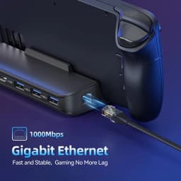 NEWDERY Steam Deck Dock 6 in 1 Steam Deck Rog Ally Docking Station Stand 3*USB 3.0 HDTV 4K@60Hz Gigabit Ethernet PD 100W Hub
