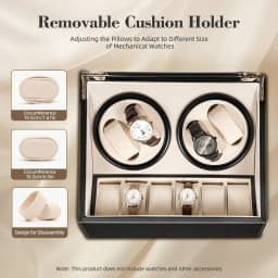 Automatic Watch Winder Display Box Wrist Watch Winder Display Double Automatic Watch Organizer 4+6 Automatic Rotation Leather