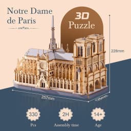 Robotime Rokr 3D Puzzle Paris Cathedral Wooden Model Kit for Adults to Build DIY Toy Building Construction Craft Kits Ideal Gift