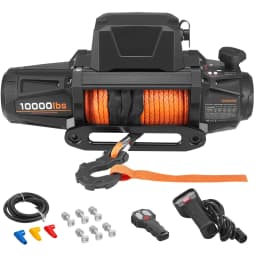 SucceBuy 10000/12000/13500 lbs Electric Winch 12V DC Truck Car Winch with 90 ft Synthetic Rope for Towing Off-Road SUV Jeep