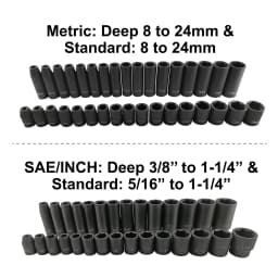 70-Piece 1/2 inch SAE and Metric Impact Socket Set, Professional Deep And Shallow Impact Socket Set