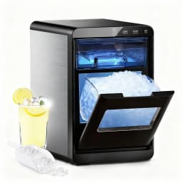 Nugget Ice Maker Countertop 44bs/24H Self-Cleaning Chewable Pellet Ice Machine with Ice Scoop & Basket for Home/Kitchen/Party