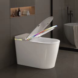 Smart Bidet Toilet Seat Heated Seat Self-Cleaning Nozzle Foam Shield Automatic Lid LED Display Remote Control for Kids Adults