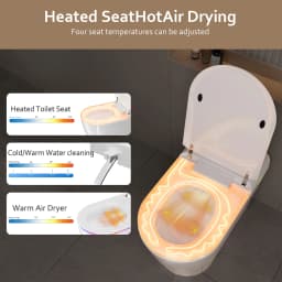 Smart Bidet Toilet Seat Heated Seat Self-Cleaning Nozzle Foam Shield Automatic Lid LED Display Remote Control for Kids Adults