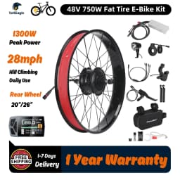 Bafang 750W Fat Tire Ebike Conversion Kit, G062 Rear Hub Motor Kit for Electric Bicycle, 20" 26" Option, 1300W Peak Power