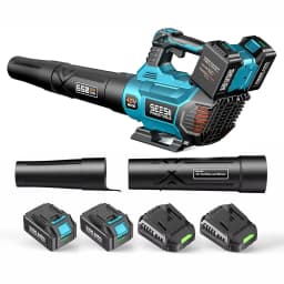 SEESII 40V Brushless Electric Turbo Blower 680CFM Cordless Snow Removal Leaf Blower 20000RPM Dual Battery Work for Lawn Care Debris Dus For Makita 18V Battery Pin