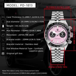 PAGANI DESIGN Men Watches New Pink BB Panda Dial Chronograph Fashion Luxury Quartz Watch For Men VK64 Movt Waterproof Watch 2026