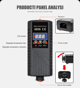 JCD 8858 Micro Hot Air Gun 750W Rework Soldering Station LCD Digital Hair Dryer For Soldering 110V Heat Gun Welding Repair Tools