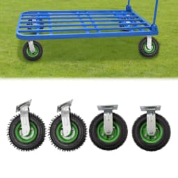 8'' Pneumatic Swivel Casters Set of 4 Heavy Duty Air Tires Rubber Wheel with Bolt on for Workbench Furniture Cabinet Woodbox