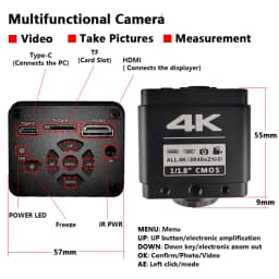 YIZHAN 4K UHD Electron Digital Microscope IMX678 HDMI Type-C Welding Video Camera 150X Zoom Lens Metal Bracket Remote Control