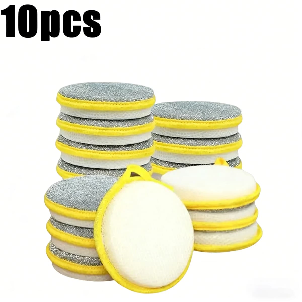 10pcs Dual-Sided Kitchen Sponge Scrubber, Cleaning Tool for Pans & Dishes