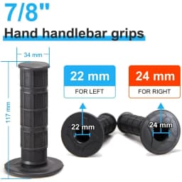 7/8" Motorcycle Hand Grips Dirt Bike Grips or CR YZ WR KX KLX Pit-Bike, Sot Rubber Hand Handlebar Grip,Black