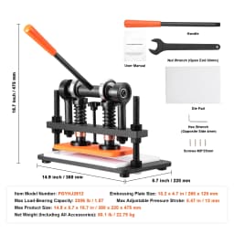 SucceBuy Leather Cutting Machine Embossing Plate Manual Die Cutter 0.47 in Pressure Stroke Leather Embossing Machine