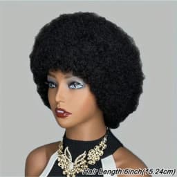 Natural Fluffy Afro Kinky Curly Wigs For Women Afro Remy Brazilian Human Hair Short Human Hair Wig