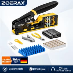 ZoeRax RJ45 CAT6 CAT5E Crimp Tool Kit,Crimp tool,Cable Tester,Wire Cutter and Stripper,Blade,50PCS Connectors and Boots