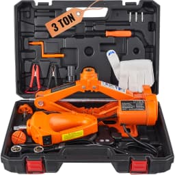SucceBuy 3T Electric Car Jack Scissor Jack with Electric Impact Wrench 12V Car Jack with Double Saddle for SUV Truck Tire Change