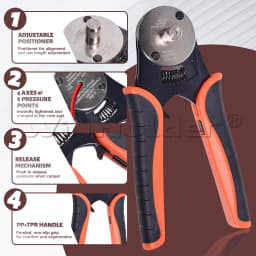 for Deutsch Solid Contacts for Electrical Repairs and Automotive Applications Crimping Tool - 4 Way Indent Closed Barrel Crimper