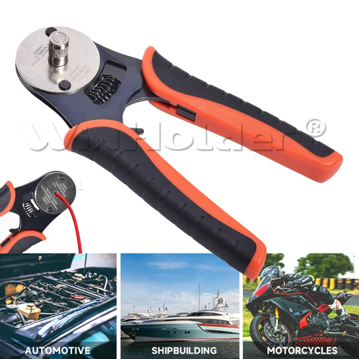 for Deutsch Solid Contacts for Electrical Repairs and Automotive Applications Crimping Tool - 4 Way Indent Closed Barrel Crimper