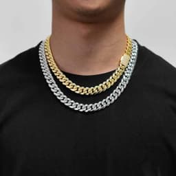 8/10/12/14mm Solid Stainless Steel Cuban Miami Link Chain Necklaces for Men Hip Hop Bling Iced out Rapper Jewelry