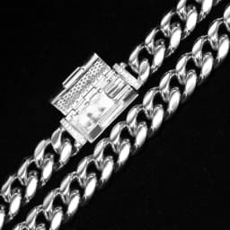 8/10/12/14mm Solid Stainless Steel Cuban Miami Link Chain Necklaces for Men Hip Hop Bling Iced out Rapper Jewelry