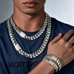 8/10/12/14mm Solid Stainless Steel Cuban Miami Link Chain Necklaces for Men Hip Hop Bling Iced out Rapper Jewelry