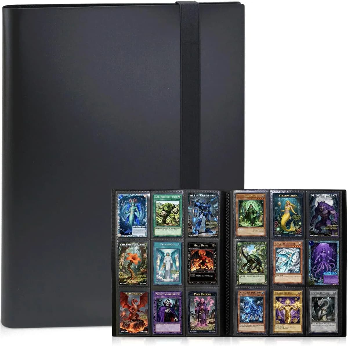 Trading Card Binder 360 Card Holder with Side Loading Sleeves for MTG TCG Sports Cards, Black