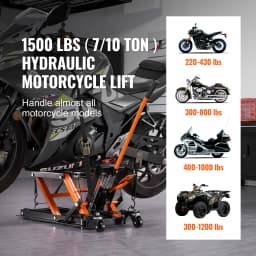 SucceBuy 1500 LBS Steel Hydraulic Motorcycle Jack Stand ATV Scissor Lift Jack Scissor Lift Jack Stand with 4 Wheels for ATV UTVs