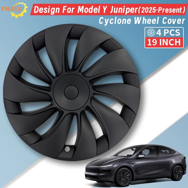 4PCS 19 Inch HubCap for Tesla Model Y Juniper 2025 Cyclone Style Automobile Hubcap Replacement Wheels Cover Full Rim Accesso