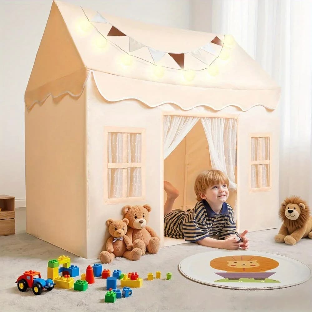JOYFY Kids Play Tent Indoor Outdoor 51*35*52 Inch Tent with Blanket LED Light for Toddler Playhouse Ideal Private Space