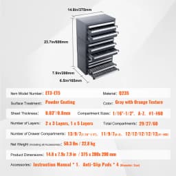 SucceBuy Steel Drill Dispenser Organizer Cabinet Storage Drill Bit Dispenser Cabinet Three-Drawer Drill Bit Organizer Cabinet