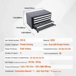 SucceBuy Steel Drill Dispenser Organizer Cabinet Storage Drill Bit Dispenser Cabinet Three-Drawer Drill Bit Organizer Cabinet
