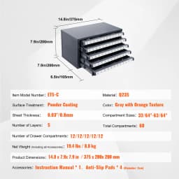 SucceBuy Steel Drill Dispenser Organizer Cabinet Storage Drill Bit Dispenser Cabinet Three-Drawer Drill Bit Organizer Cabinet