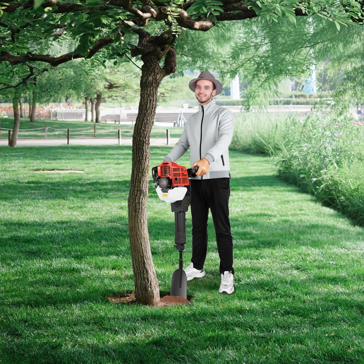 52cc Gas Powered Portable Garden Tree Digger 1900W 2-Stroke Tree Digging Machine Tree Excavator for Digging Root Cutting