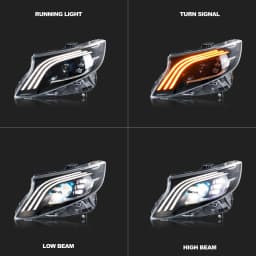 LED Headlights for Mercedes Benz Vito Metris 2016-2023 Sequential Turn Signal Projector Front Lamps Pair Assembly