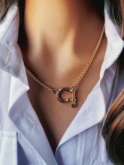 1PC A Women's Stainless Steel Chain Necklace With A Horseshoe Style Buckle, Exquisite and unique Horseshoe Necklace,For Daily W