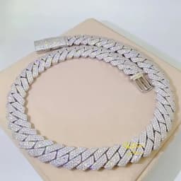 Men'S Cuban Chain Necklace 15mm | moissanite Ice Inlay, 925 Silver, Perfect for Parties and Everyday Wear, Unique Accessory, Mia