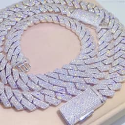 Men'S Cuban Chain Necklace 15mm | moissanite Ice Inlay, 925 Silver, Perfect for Parties and Everyday Wear, Unique Accessory, Mia